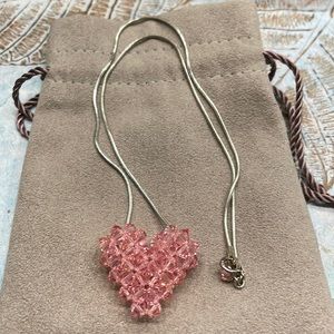 Swarovski heart necklace made of pink crystals and on a 14 inch silver chain.